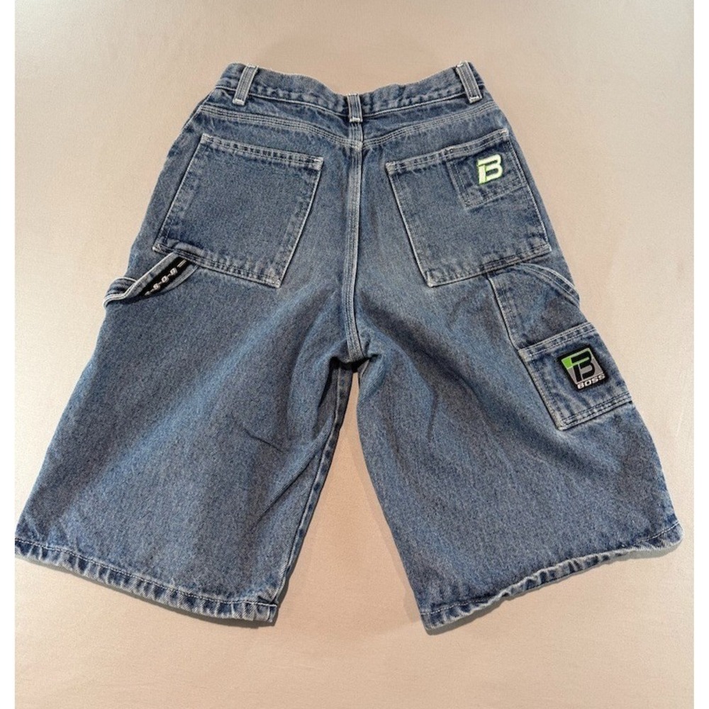Y2K BOSS Denim Carpenter Shorts Blue Baggy Youth 16 XXS 23 Waist
